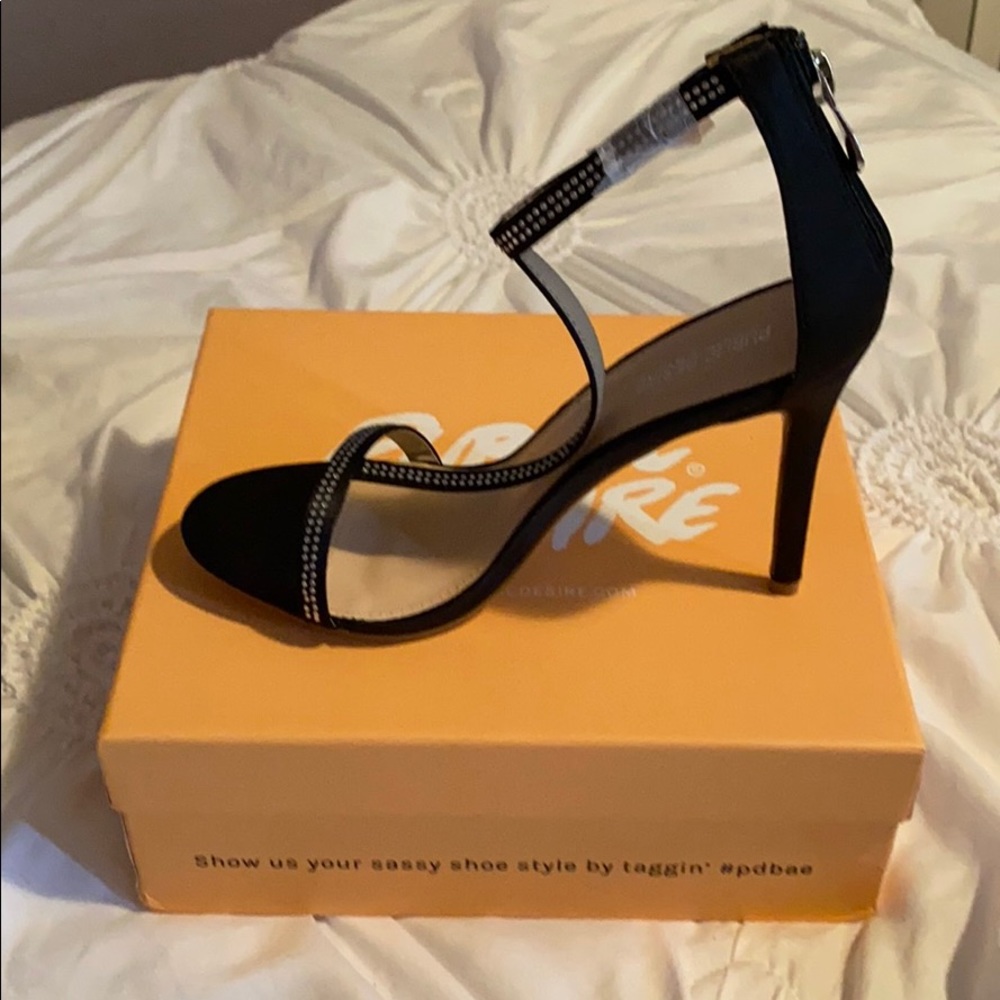 Black satin heels